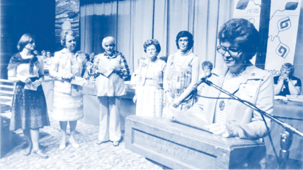 Jean Nelson, president of Covenant Women, at the 1976 Annual Meeting